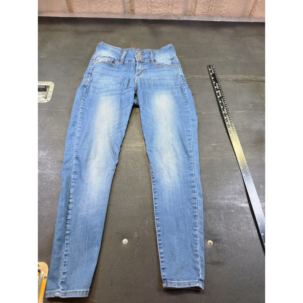 SONG Women High Waisted Skinny Jean Medium Wash Blue Y2K Size 5/27 Stretch Denim